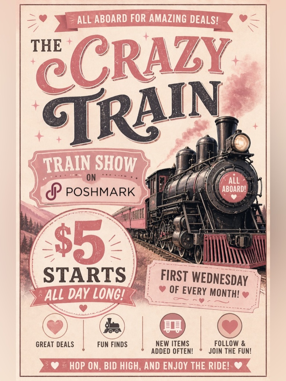 🚂 All Aboard the CRAZY TRAIN - $5 starts All Day Long